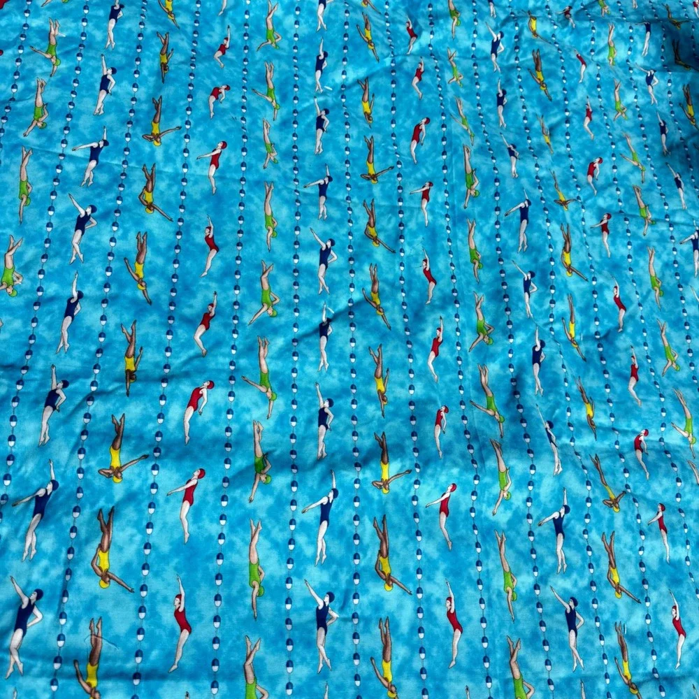 Handmade Sports Patchwork Quilt Swimming‎ Blue Reversible Blanket 60x80